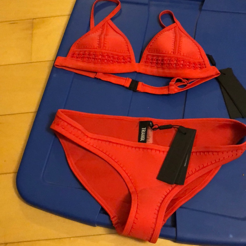NWT triangl neoprene red bikini s/m